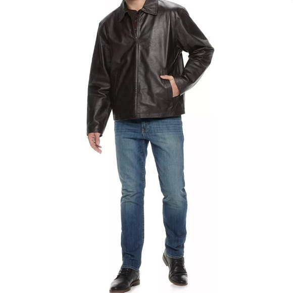 Kenneth Cole Black Leather Jacket for Men Sz M Zip Up with Pockets - Picture 12 of 12